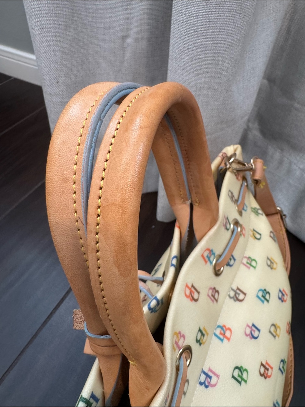 Dooney & Bourke Vintage Y2K Rainbow Satchel Tote Monogram It Girl - Picture 5 of 13